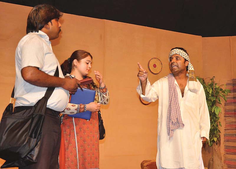 actors performing in a stage play held by the rawalpindi arts council photo express