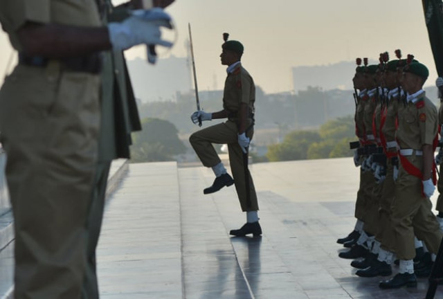 the change of guards ceremony at quaid i azam 039 s mausoleum was situated by representatives of all armed forces of the country photo afp the change of guards ceremony at quaid i azam 039 s mausoleum was situated by representatives of all armed forces of the country photo afp