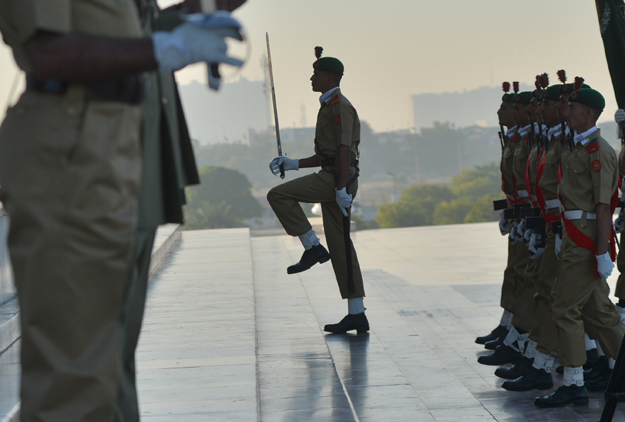 the change of guards ceremony at quaid i azam 039 s mausoleum was situated by representatives of all armed forces of the country photo afp