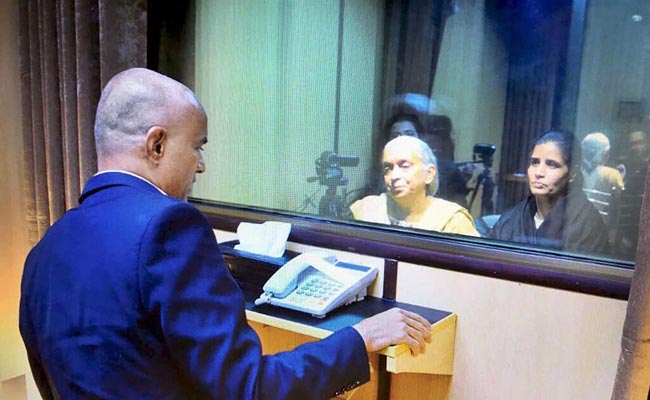 kulbhushan jadhav meets his family at the foreign office in islamabad on monday photo foreign office