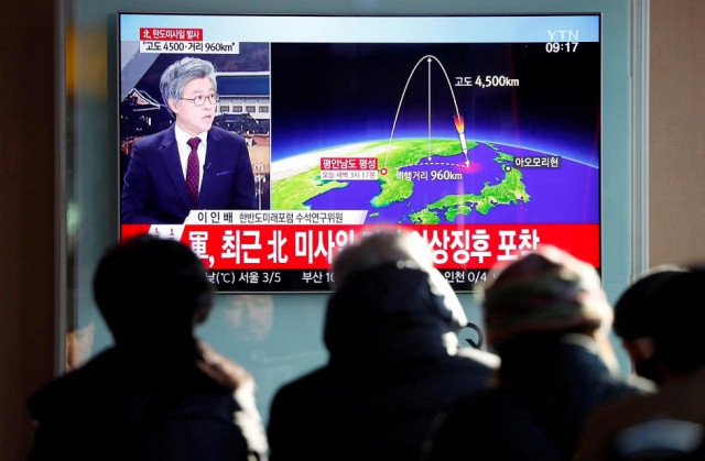 people watch a television broadcast of a news report on north korea firing what appeared to be an intercontinental ballistic missile icbm that landed close to japan in seoul south korea november 29 2017 photo reuters people watch a television broadcast of a news report on north korea firing what appeared to be an intercontinental ballistic missile icbm that landed close to japan in seoul south korea november 29 2017 photo reuters