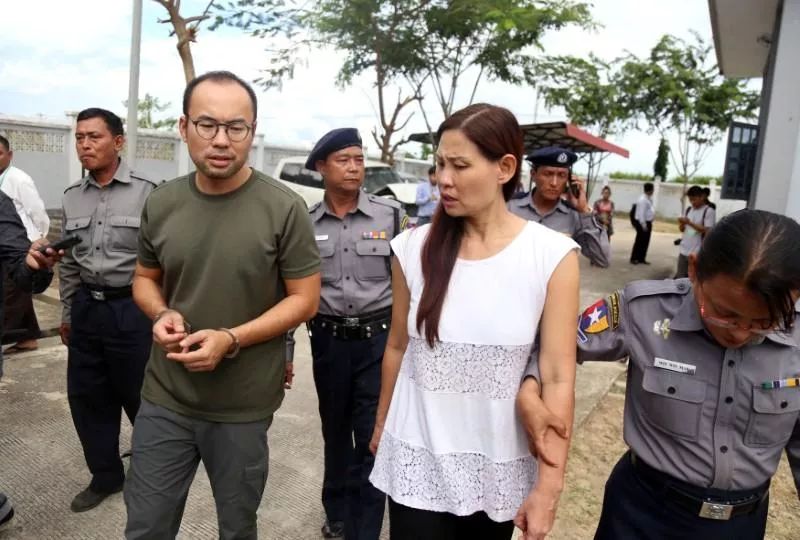 cameraman lau hon meng from singapore l and reporter mok choy lin from malaysia arrive for their first appearance in the court after they were detained for attempting to fly a drone near parliament in the capital naypyitaw myanmar photo reuters cameraman lau hon meng from singapore l and reporter mok choy lin from malaysia arrive for their first appearance in the court after they were detained for attempting to fly a drone near parliament in the capital naypyitaw myanmar photo reuters