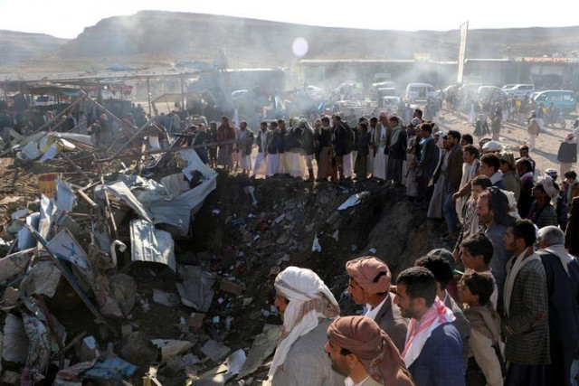 the site of an air strike in the northwestern city of saada yemen photo reuters the site of an air strike in the northwestern city of saada yemen photo reuters