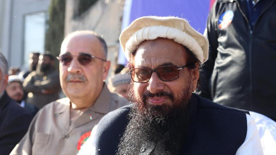 hafiz saeed share the stage with palestinian envoy photo courtesy hindustan times