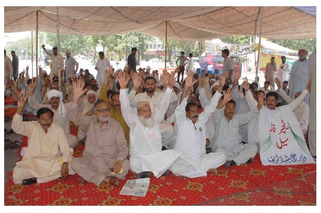 activists of punjab teachers union hold a protest camp in support of their demands photo express
