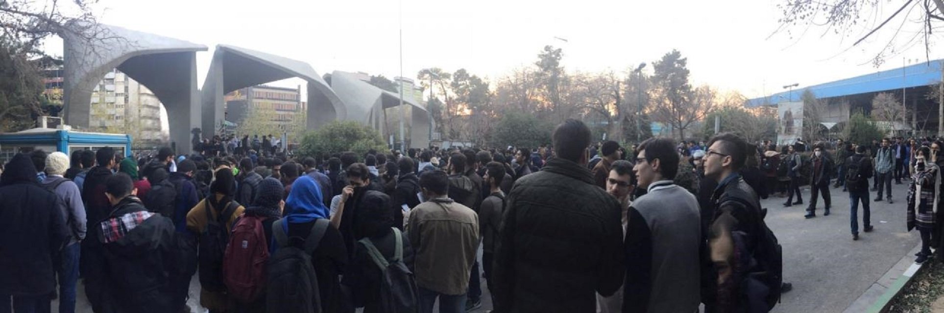 people protest near the university of tehran iran december 30 2017 in this picture obtained from social media photo reuters