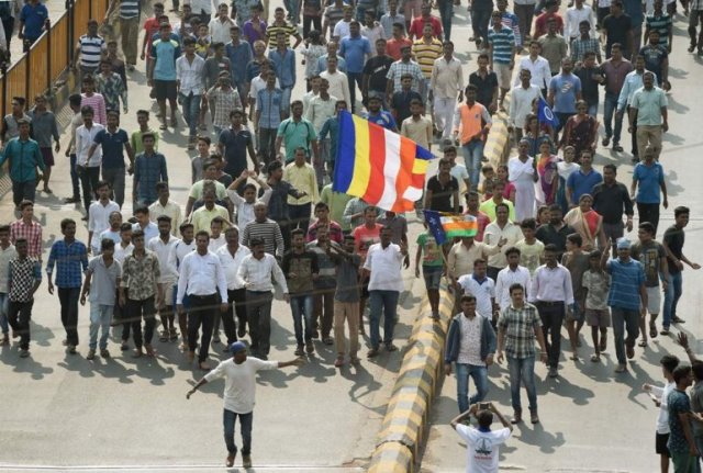 the protests came in response to violence which broke out at a ceremony in a village leaving one man dead photo afp