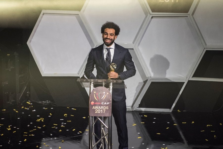 african footballer of the year egypt and liverpool striker mohammed salah speaks during a press conference after the caf awards at the accra international press conference in accra on january 4 2018 photo afp