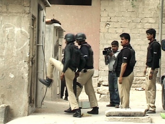 police launched a door to door search operation in khalisa village in the suburbs of peshawar on thursday night photo file