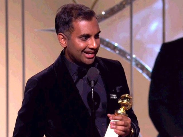 aziz ansari becomes first asian male actor in comedy to win golden globe award