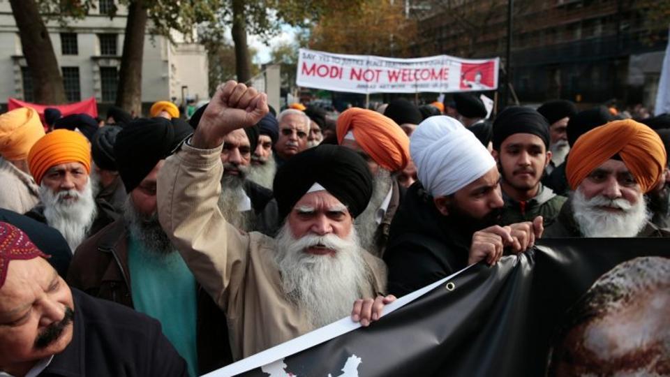 british sikhs protesting against the visit of prime minister narendra modi outside downing street in london photo reuters