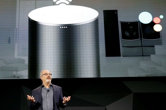 scott huffman google assistant vice president of engineering speaks during an lg news conference at the 2018 ces in las vegas nevada us january 8 2018 photo reuters