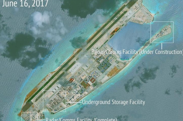 construction is shown on fiery cross reef in the spratly islands the disputed south china sea in this satellite image released by csis asia maritime transparency initiative at the center for strategic and international studies csis photo reuters