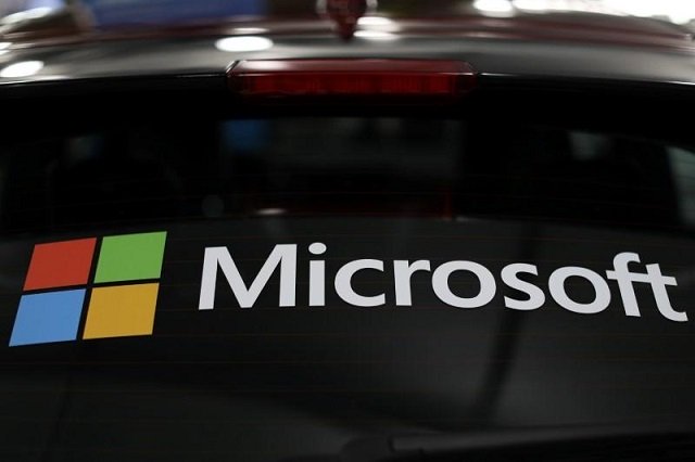 the microsoft logo is shown on an electric car at the auto show in los angeles california us november 28 2017 photo reuters