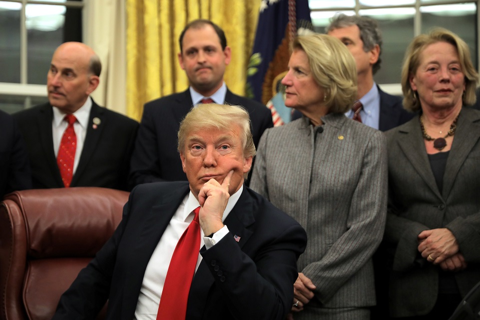 us president donald trump attends a signing ceremony for the interdict act into law to provide customs and border protection agents with the latest screening technology on the fight against the opioid crisis in the oval office of the white house in washington dc us january 10 2018 photo reuters