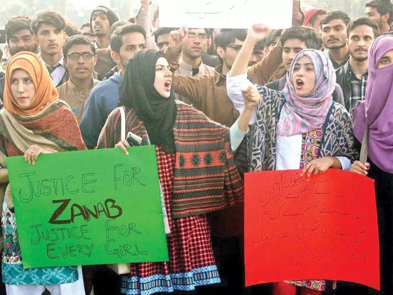 students in lahore chant slogans against the killing of seven year old zainab photo inp students in lahore chant slogans against the killing of seven year old zainab photo inp