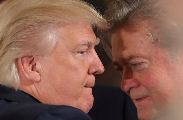 us president donald trump talks to then chief strategist steve bannon in washington photo reuters