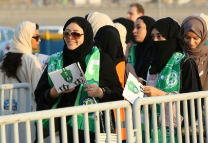 in a first saudi women attend football game in a first saudi women attend football game