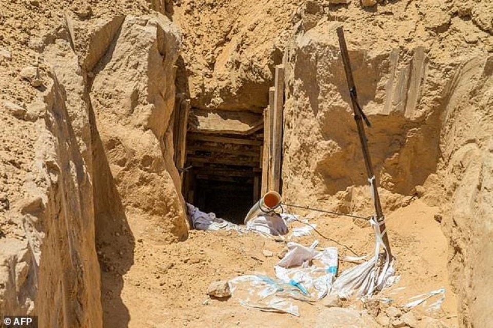 a picture taken on may 6 2016 from the israeli side of the border with the gaza strip shows the exit of a tunnel allegedly intended for attacks photo afp