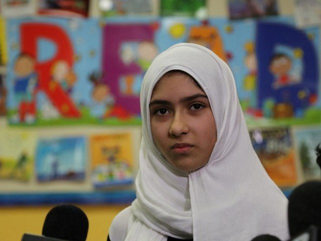 khawlah noman 11 speaks to reporters at pauline johnson junior public school after she told police that a man cut her hijab with scissors in toronto ontario canada january 12 2018 photo reuters khawlah noman 11 speaks to reporters at pauline johnson junior public school after she told police that a man cut her hijab with scissors in toronto ontario canada january 12 2018 photo reuters