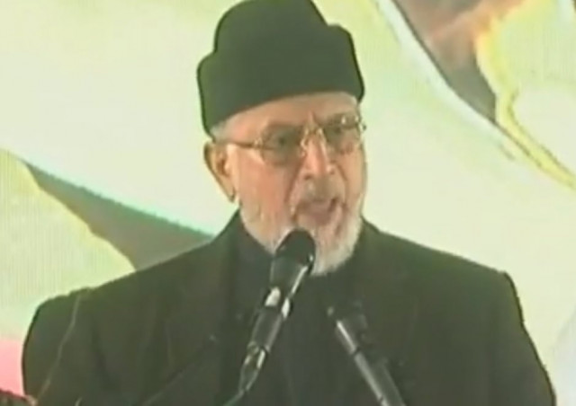 pat chief tahirul qadri addressing supporters during a rally at model town lahore on january 17 2018 express news screen grab pat chief tahirul qadri addressing supporters during a rally at model town lahore on january 17 2018 express news screen grab