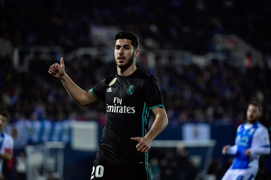 real madrid 039 s spanish forward asensio gestures during the spanish 039 copa del rey 039 king 039 s cup football match between leganes and real madrid at the estadio municipal butarque in leganes on january 18 2018 photo afp
