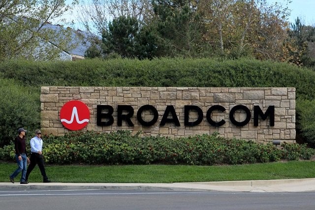 a sign to the campus offices of chip maker broadcom who announced on monday an unsolicited bid to buy peer qualcomm for 103 billion is shown in irvine california us november 6 2017 photo reuters