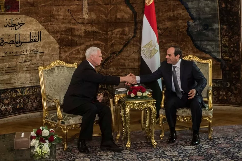 egyptian president abdel fattah al sisi r shakes hands with with us vice president mike pence during their meeting at the presidential palace in cairo egypt january 20 2018 photo reuters egyptian president abdel fattah al sisi r shakes hands with with us vice president mike pence during their meeting at the presidential palace in cairo egypt january 20 2018 photo reuters