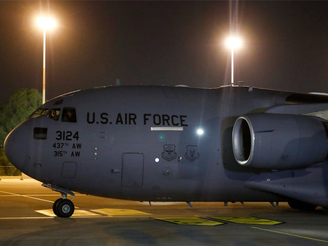 us vice president mike pence 039 s plane is seen after landing at ben gurion airport near the israeli city of tel aviv on january 21 2018 photo afp