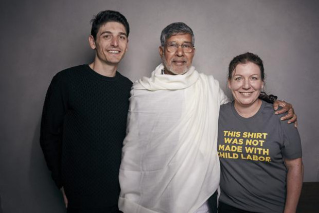 director derek doneen kailash satyarthi and producer sarah anthony pose for a portrait to promote the film kailash at the music lodge during the sundance film festival on friday photo afp director derek doneen kailash satyarthi and producer sarah anthony pose for a portrait to promote the film kailash at the music lodge during the sundance film festival on friday photo afp