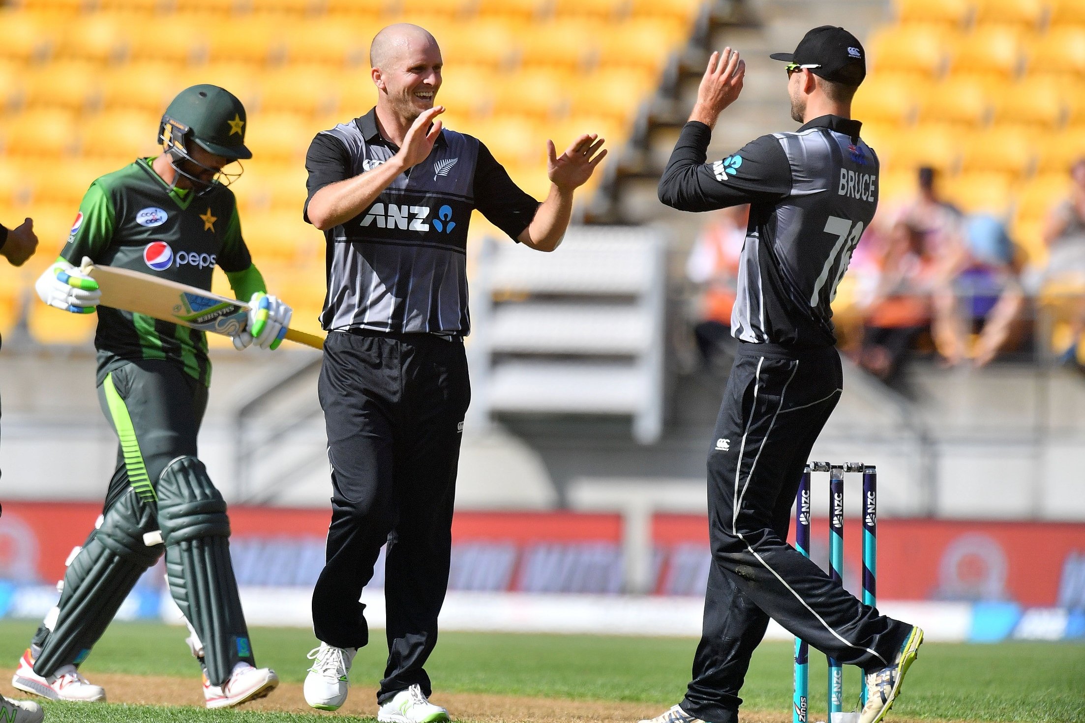 only two batsmen babar azam and hasan ali reached double figures for the men in green photo afp