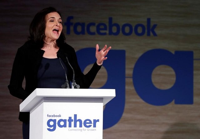 sheryl sandberg facebook 039 s chief operating officer addresses the facebook gather conference in brussels belgium january 23 2018 photo reuters