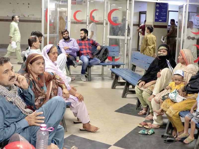 patients wait in the emergency department of the services hospital during a doctors strike on monday photo ppi