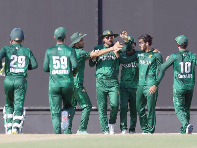 pak shaheens players celebrate after beating oman in acc men s t20 emerging teams asia cup in muscat on monday photo afp pak shaheens players celebrate after beating oman in acc men s t20 emerging teams asia cup in muscat on monday photo afp