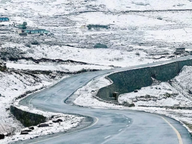 babusar top wears a wintry look following heavy rain and snowfall disrupting travel across the region photo express