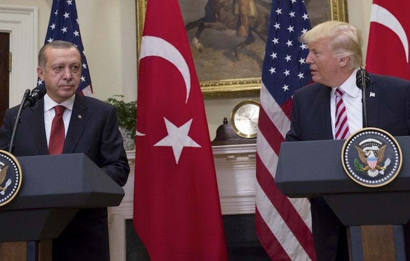 us president donald trump and turkish president recep tayyip erdogan speak to the press in the roosevelt room of the white house in washington photo afp