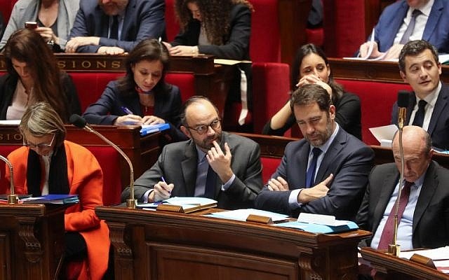 french prime minister edouard philippe center left attends a session of questions to the government photo afp