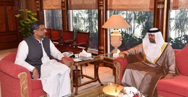 newly appointed ambassador of uae to pakistan h e mr hamad obaid ibrahim salem al zaabi calls on prime minister shahid khaqan abbasi at pm office islamabad on 7th november 2017 photo courtesy the fortress