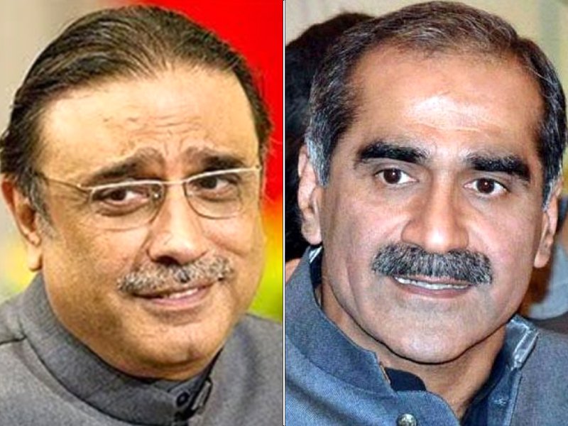 asif ali zardari and khawaja saad rafique photo file