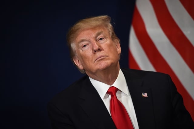 us president donald trump looks on during a bilateral meeting with swiss president during on the sideline of the annual meeting of the world economic forum wef on january 26 2018 in davos photo afp