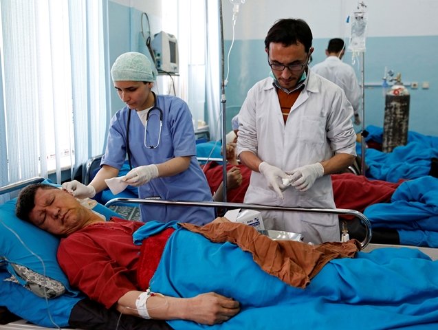 an injured man receives treatment at a hospital after a blast in kabul afghanistan january 27 2018 photo reuters