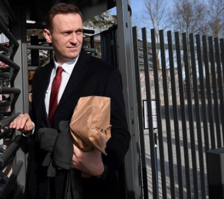 photograph shows russian opposition leader alexei navalny leaving the european court of human rights echr in strasbourg eastern france photo afp
