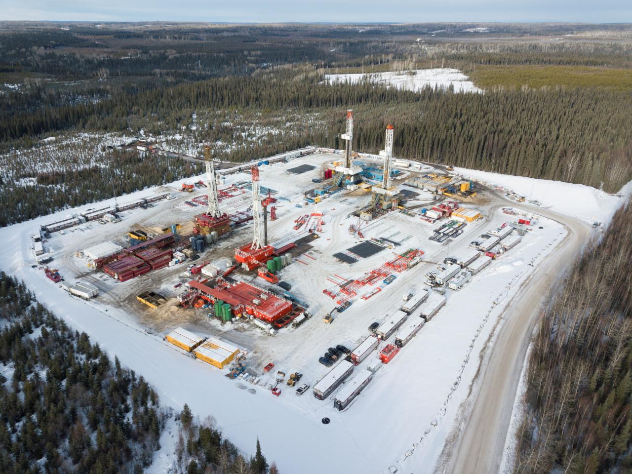 four rigs drill at the super pad in seven generations energy 039 s kakwa river project in northwest alberta canada photo reuters