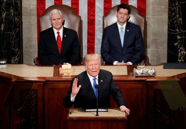 u s president donald trump delivers his state of the union address to a joint session of the u s congress on capitol hill in washington u s january 30 2018 reuters joshua roberts u s president donald trump delivers his state of the union address to a joint session of the u s congress on capitol hill in washington u s january 30 2018 reuters joshua roberts