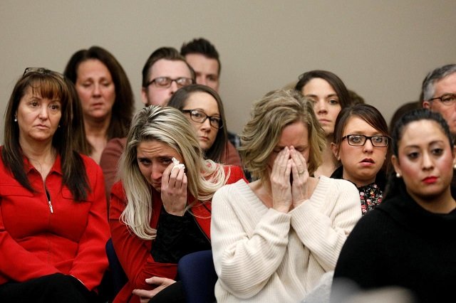 victims at the sentencing hearing for larry nassar a former team usa gymnastics doctor who pleaded guilty in november 2017 to sexual assault charges in lansing michigan reuters brendan mcdermid