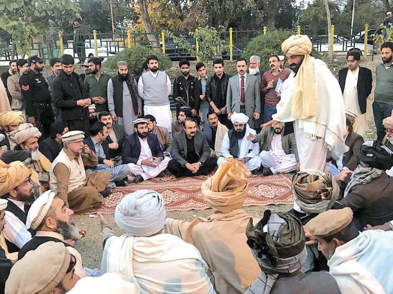 cadd minister tariq fazal chaudhry visits mehsud protest camp photo app