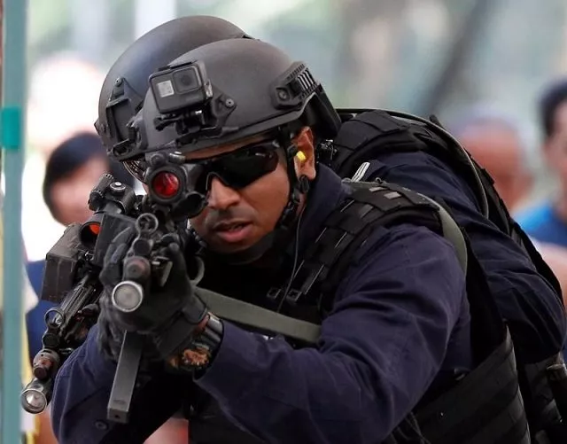 police take part in a simulated gunmen attack for the public photo reuters