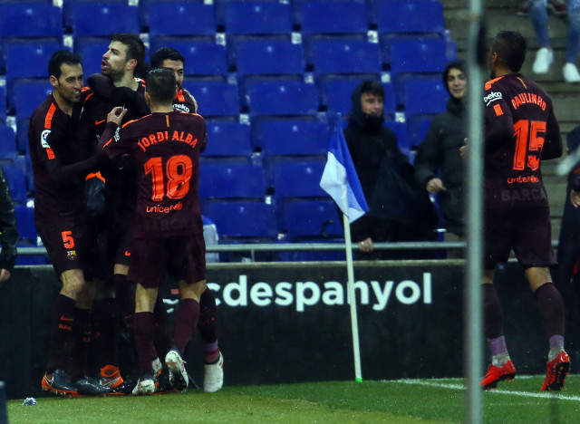 with barcelona s famous tiki taka impossible on the water logged pitch it was left to pique to ensure the blaugrana did not suffer the first defeat of their season photo afp with barcelona s famous tiki taka impossible on the water logged pitch it was left to pique to ensure the blaugrana did not suffer the first defeat of their season photo afp