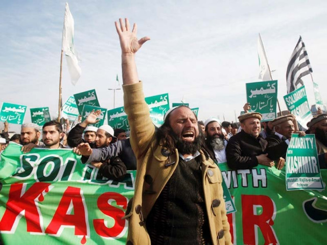 protesters shout slogans during a demonstration to mark kashmir solidarity day in peshawar photo reuters protesters shout slogans during a demonstration to mark kashmir solidarity day in peshawar photo reuters