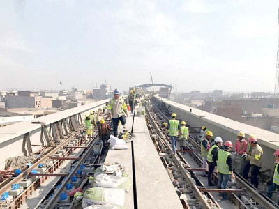 mega project contractors lay olmt s 10km rail track